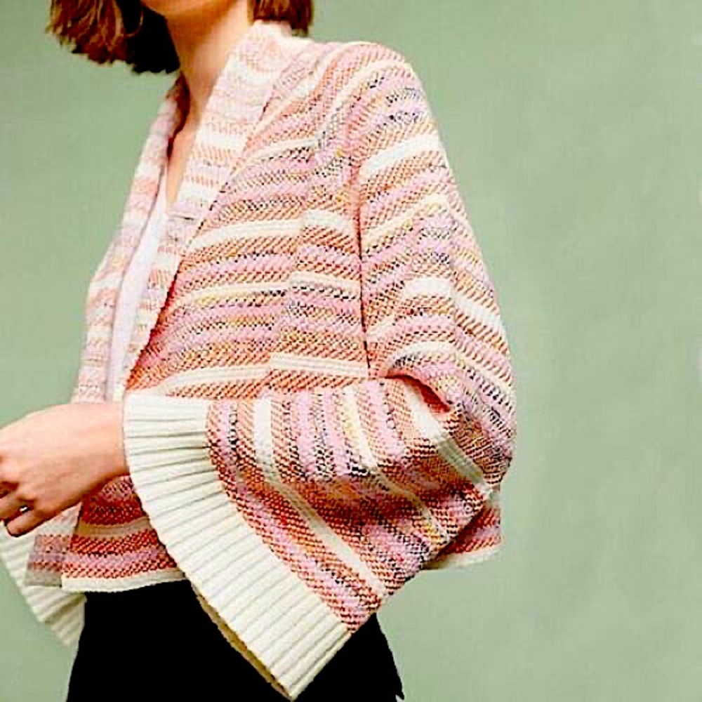 Moth Anthropologie Mahalia Knit Boho Bell Sleeve
Cardigan Open Front Sweater S